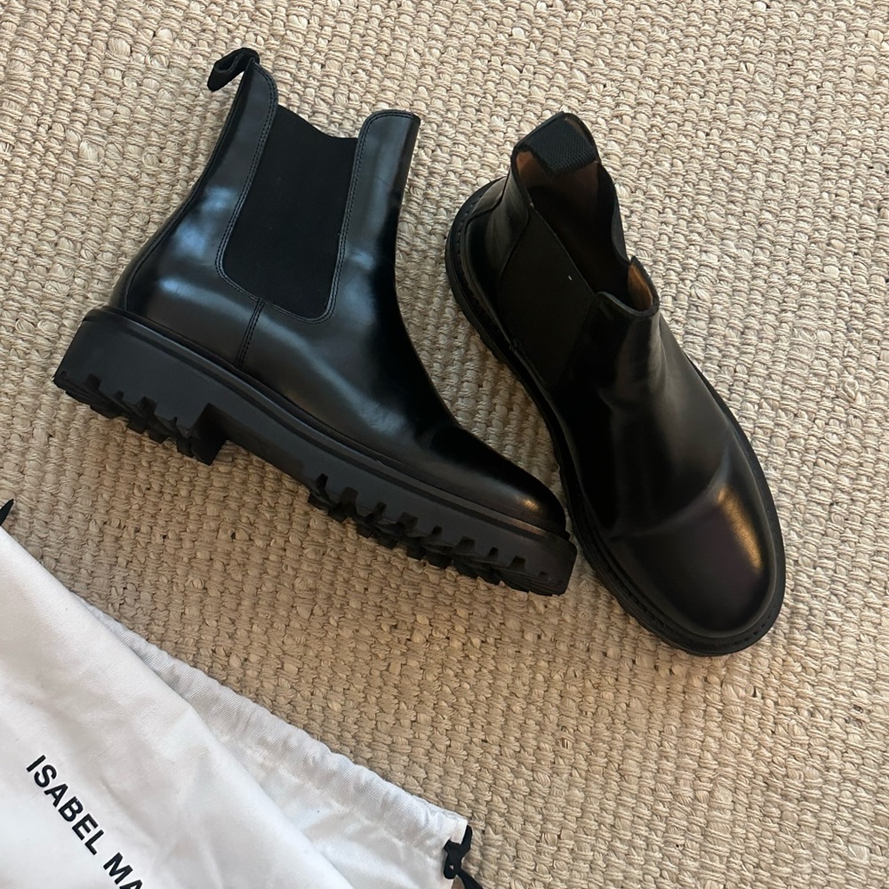 Isabel Marant Glossy Black Ankle Boots